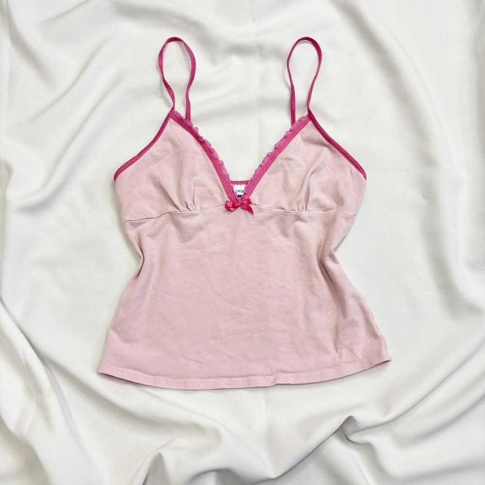Daisy Light Pink Tank Top with Bow Accent